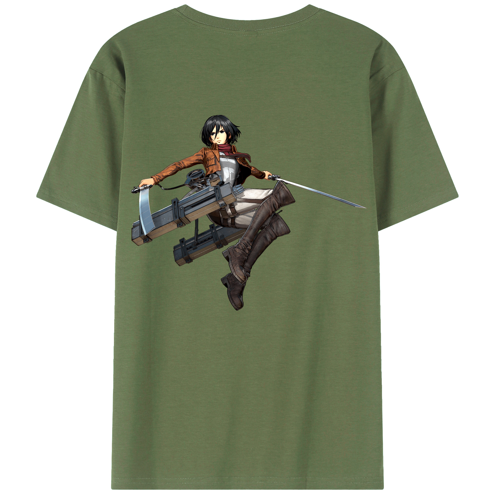 （画像用） 進撃の巨人 ミカサ·アッカーマン Attack on Titan Mikasa Ackerman 綿100％ メンズ半袖Tシャツ（バックプリント） 通気性